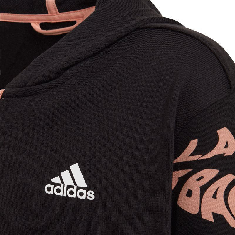 adidas Hooded Cotton Tracksuit - Girls - Black/Ambient Blush